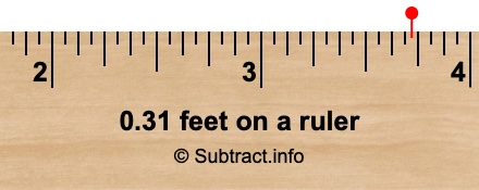 0.31 feet on a ruler 0.31 feet on a ruler