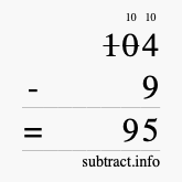Calculate 104 minus 9 using long subtraction