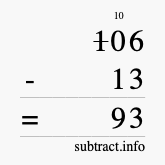 Calculate 106 minus 13 using long subtraction