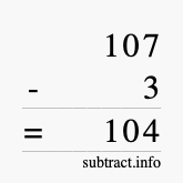 Calculate 107 minus 3 using long subtraction
