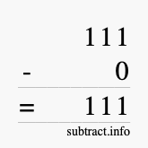 Calculate 111 minus 0 using long subtraction