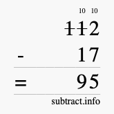 Calculate 112 minus 17 using long subtraction