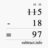 Calculate 115 minus 18 using long subtraction