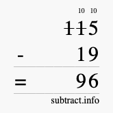 Calculate 115 minus 19 using long subtraction
