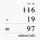 Calculate 116 minus 19 using long subtraction