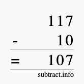 Calculate 117 minus 10 using long subtraction
