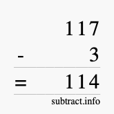 Calculate 117 minus 3 using long subtraction