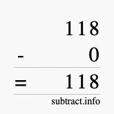 Calculate 118 minus 0 using long subtraction
