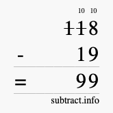 Calculate 118 minus 19 using long subtraction