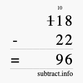 Calculate 118 minus 22 using long subtraction Calculate 118 minus 22 using long subtraction