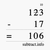 Calculate 123 minus 17 using long subtraction Calculate 123 minus 17 using long subtraction