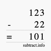 Calculate 123 minus 22 using long subtraction Calculate 123 minus 22 using long subtraction