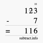 Calculate 123 minus 7 using long subtraction