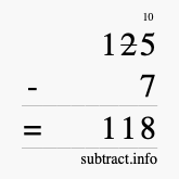 Calculate 125 minus 7 using long subtraction