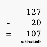 Calculate 127 minus 20 using long subtraction