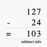 Calculate 127 minus 24 using long subtraction Calculate 127 minus 24 using long subtraction