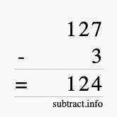 Calculate 127 minus 3 using long subtraction