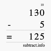 Calculate 130 minus 5 using long subtraction