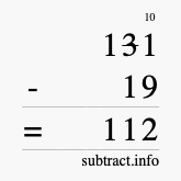 Calculate 131 minus 19 using long subtraction