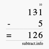 Calculate 131 minus 5 using long subtraction