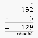 Calculate 132 minus 3 using long subtraction