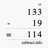 Calculate 133 minus 19 using long subtraction