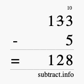 Calculate 133 minus 5 using long subtraction