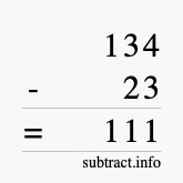Calculate 134 minus 23 using long subtraction