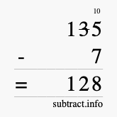 Calculate 135 minus 7 using long subtraction