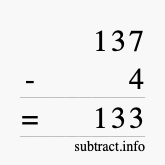 Calculate 137 minus 4 using long subtraction