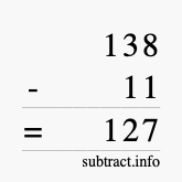 Calculate 138 minus 11 using long subtraction