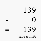 Calculate 139 minus 0 using long subtraction