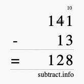 Calculate 141 minus 13 using long subtraction