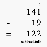Calculate 141 minus 19 using long subtraction