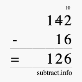 Calculate 142 minus 16 using long subtraction