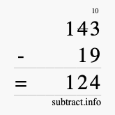 Calculate 143 minus 19 using long subtraction