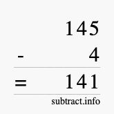 Calculate 145 minus 4 using long subtraction Calculate 145 minus 4 using long subtraction