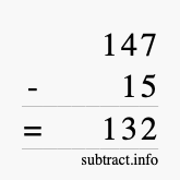 Calculate 147 minus 15 using long subtraction