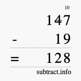Calculate 147 minus 19 using long subtraction