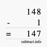 Calculate 148 minus 1 using long subtraction