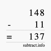 Calculate 148 minus 11 using long subtraction