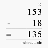 Calculate 153 minus 18 using long subtraction