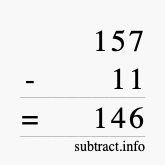 Calculate 157 minus 11 using long subtraction