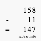 Calculate 158 minus 11 using long subtraction