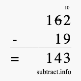 Calculate 162 minus 19 using long subtraction