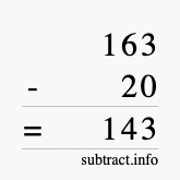 Calculate 163 minus 20 using long subtraction