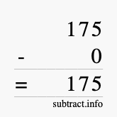 Calculate 175 minus 0 using long subtraction