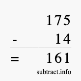 Calculate 175 minus 14 using long subtraction