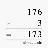 Calculate 176 minus 3 using long subtraction