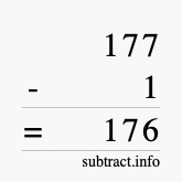 Calculate 177 minus 1 using long subtraction